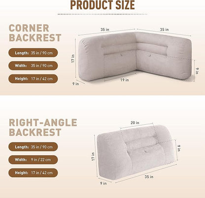 Reading Pillow for Couch, Bed Rest Back Pillow with Front Pocket, Comfortable Back Pillows for Sitting in Bed, Daybed, Tatami, Living Room
