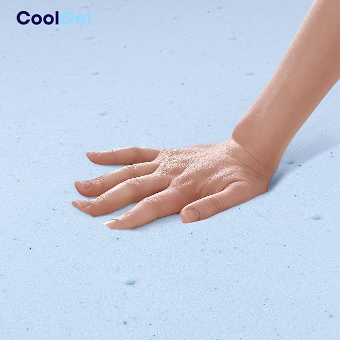 COOL GEL Memory Foam Mattress Topper, Cool Gel Infused Memory Foam, Plush and Supportive, CertiPUR Certified (3-inch, Queen (U.S. Standard))