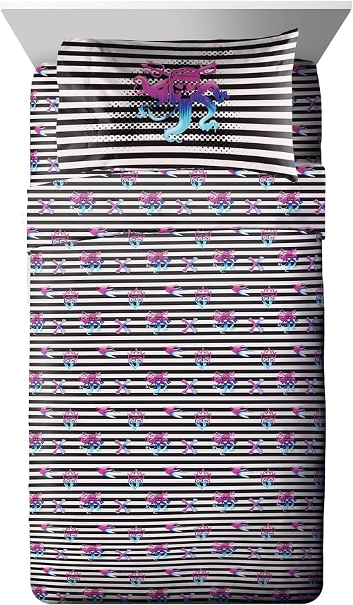 Jay Franco Kids Comforter Set Includes Sheets and Pillow Cover - Soft and Cozy Bed Set for Stylish Room Décor, Multi - Descendants, 5 Piece Twin