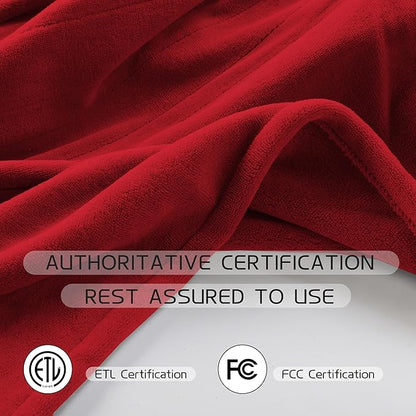 Heated Electric Blanket 72"x84" Full Size, Soft Coral Fleece Fast Heated Blanket with 4 Heating Levels and 10 Hours Auto-Off, Cozy Plush Fabric, Machine Washable - Home, Red