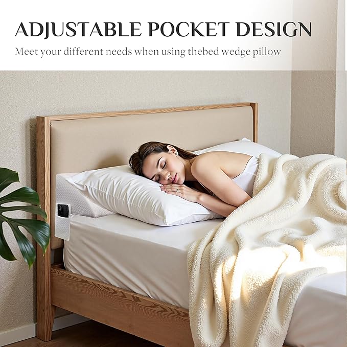 Bed Wedge Pillow Headboard Gap Filler, High-Density Foam Wedge Pillow for Bed, Comfortable & Supportive Angled Design, Fills 0-6" Gap Between Mattress and Headboard