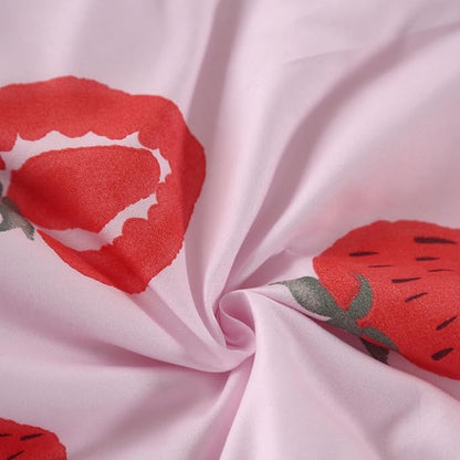 SDIII 3PCS Pink Strawberry Comforter Set Twin, Soft Microfiber Lightweight Pink Twin Comforter Set, Strawberry Bedding Quilt for Girls Boys Kids Teens
