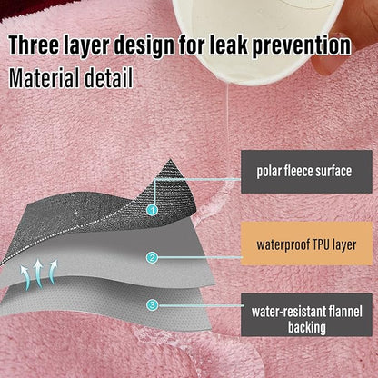 Waterproof Blanket for Bed Couch Sofa, 60"x80" Reversible & Washable, Waterproof Blanket Queen Size, Water Resistant Twin Bed Blankets, Leakproof (Burgundy/Rose Pink)