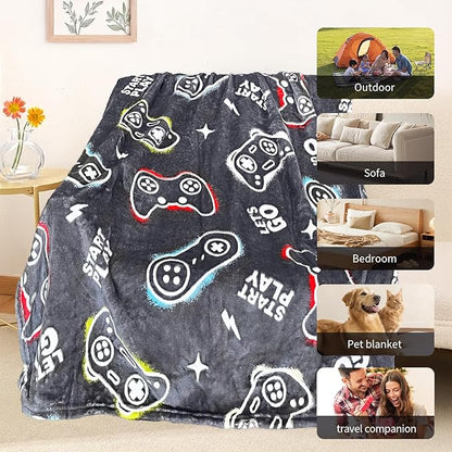 TEHALK Gaming Blanket for Boys, Glow in The Dark Gamer Blankets for Teen Boys, Gaming Gifts for Men, Cool Gamer Gifts, Birthday 40"x 60"