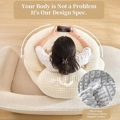 Reading Pillow for Bed,U Shaped & Back Support Pillow for Bed,19" Backrest with Lumbar & Arm Support,Comfy Flannel Fabric,Lap Pillow for Gaming/Reading/Watching TV,White