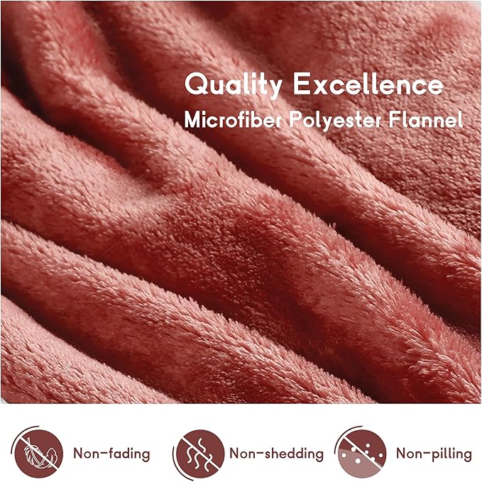 Heated Blanket Electric Blanket Full Size 72''x84'', Soft Flannel Heating Blanket with 1-10 Hour Auto Off - 6 Heat Settings - Machine Washable - Brick Red