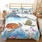 CVHOUSE Sea Turtle Duvet Cover Queen Size,Ocean Watercolor Bedding Set for Kids Teens,Beach Comforter Cover,1 2 Pillowcases 3 Piece Queen 89'x89'