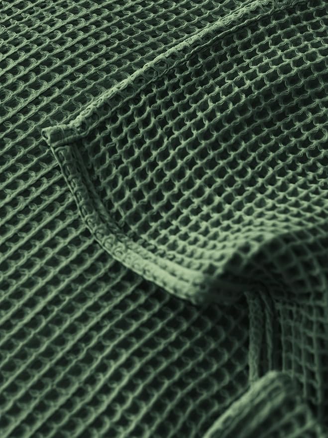100% Turkish Cotton Waffle Blanket King Size Green - Premium Quality, Light and Airy Waffle Weave All-Season Quilt - Lux Decorative Bedspread (Dark Green, King Size 95" x 110" Inch)