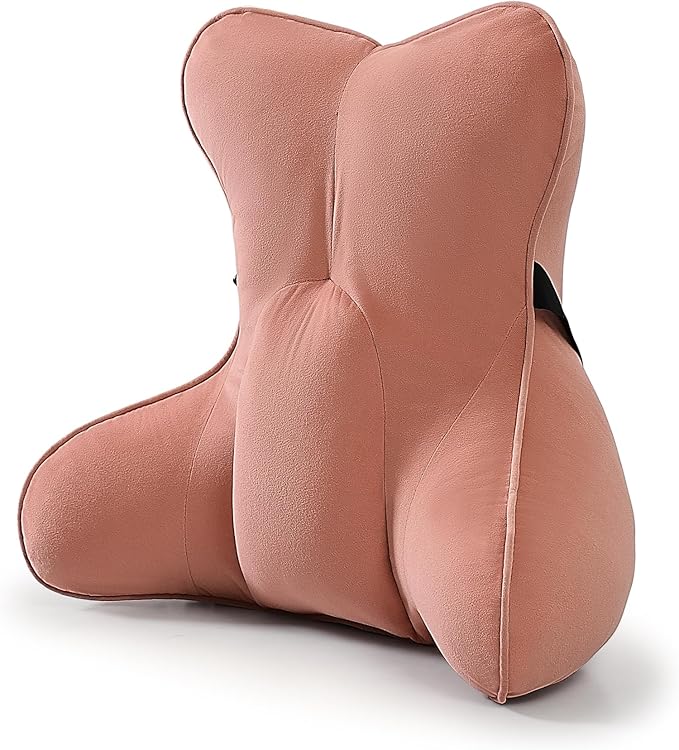 Lumbar Support Pillow for Lower Back Pain Relief – Multi-Functional Ergonomic Lumbar Cushion, Reading Pillow for Office Chair, Car Seat & Sofa,Blush Pink