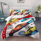 AILONEN Racing Car Comforter Set Twin Size, Plaid Bedding Set for Kids Boys,Cool Speed Race Car Bed in a Bag 3 Pcs,1 Quilt and 2 Pillowcases,Soft Microfiber
