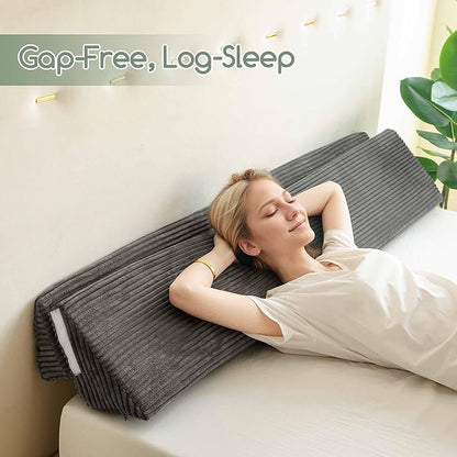 HIGOGOGO Twin Size Wedge Pillow for Headboard Gap - Multi Functional Mattress Wedge Bed Gap Filler Close The Gap (0-7") Between Your Mattress and Headboard or Wall (Grey 39"x11"x9")