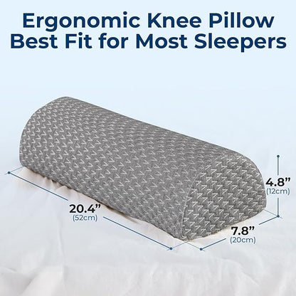 5 STARS UNITED Knee Pillow for Back Sleeping – Memory Foam Cushion for Sciatica Pain Relief – Under Leg Support for Sleeping on Back – Half Moon Bolster for Bed, Gray