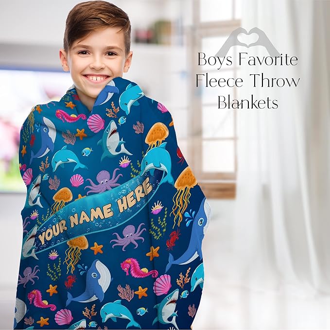 Personalized Name Blanket | Soft & Warm Throw Blanket | Custom for Kids, Babies, Adults | Personalized for Couch or Bedding | Gift for Birthday/Christmas (50x60 Fleece – V2)