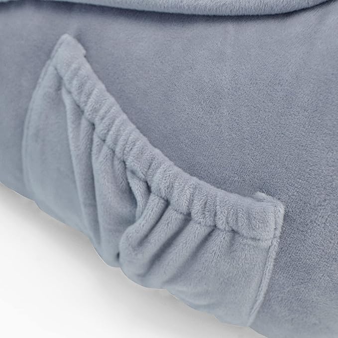 Super Soft Assembly Needed DIY Backrest Reading Bed Rest Pillow with Arms and Pockets 18" H for Sitting in Bed Couch Sofa, Removable Cover and Filling Seprated Set, 20" x 18" x 17", Lilac Grey