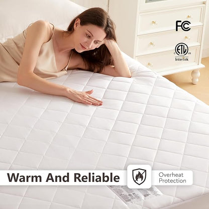 Wapaneus Heated Mattress Pad King Size 10 Heat Settings & Dual Control with 1-12 Hours Timer Auto Off,Deep Pocket Fits up to 18",Microfiber Bed Warmer,ETL Listed Machine Washable,78"x80"