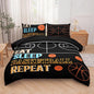 Peopleareok Basketball Boys Comforter Set Queen(90x90 Inch), 3D Printed Black Basketball Comforter, 3 Pieces Sports Comforter Set for Boys Kids Teens with 2 Pillowcases