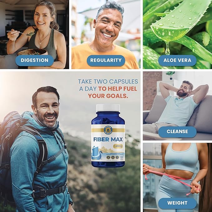 Vykee Nutrition Advanced Fiber Complex – Psyllium Husk, Aloe Vera, Chia & Flax Seed | Vegan, Non-GMO | Supports Digestive Health, Regularity & Gut Wellness | 180 Capsules
