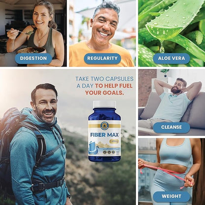 Vykee Nutrition Advanced Fiber Complex – Psyllium Husk, Aloe Vera, Chia & Flax Seed | Vegan, Non-GMO | Supports Digestive Health, Regularity & Gut Wellness | 180 Capsules