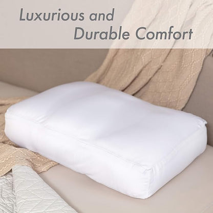 PILLOWY Premium Microbead Bed Pillow, Medium Extra Fluffy But Supportive - Ultra Comfortable Sleep with Silk Like Anti Aging Cover 85% Spandex/ 15% Nylon Breathable, Cooling White