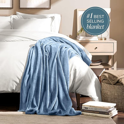 Bare Home Fleece Blanket - King Size - Ultra-Soft Lightweight for Bed, Sofa, and Couch - Luxury Microplush - Cozy Warm Blanket (King, Coronet Blue)