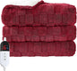 Electric Heated Throw Blanket - Jacquard Checkered Sherpa 50"x60" Fast Heating Bed Blankets with 6 Heating Levels & 4 Hours Auto Off, Over-Heat Protection ETL, Red
