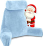 Husband Pillow Medium Carolina Blue, Backrest for Kids, Teens, Petite Adults - Reading Pillows with Arms, Adjustable Plush Memory Foam, Bed Rest Chair Sitting Up, Detach Neck Roll, Removable Cover