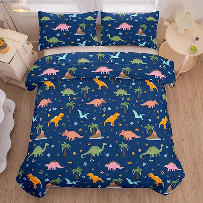 Peopleareok Dinosaur Comforter Set Twin (68x86 Inch), 2 Pieces Dark Blue Dinosaur Bedding Set for Boys Teens, Super Soft Lightweight Dinosaurs Print Comforter Sets for All Seasons
