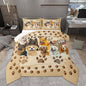 Castle Fairy Puppy Dogs Comforter Set Twin Size,Funny Cute Pet Dog Paw Print Bedding Set for Kids Boys Men,Vintage Watercolor Dogs Animal Quilted Duvet Set with 1 Pillowcase