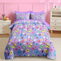 Nesker 7 Pcs Comforter Set Full Size, Colorful Butterfly Bedding for Kids Teen, Cute Cartoon Flowers with Fitted Sheet 2 Pillowcases & 2 Shams for Bedroom Bed Decor
