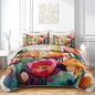 AILONEN Cactus Quilt King Size Bedding Set & 2 Pillowcases,Colorful Floral Plants Bedspread Coverlet,3Pcs Desert Botanical Quilt Set for Boys Girls,All Season