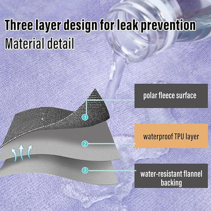 Waterproof Blanket for Bed, 80"x90" Leak-Proof Design, Reversible & Washable King Size Waterproof Blanket, Large Water Resistant Blankets, Reusable (Deep Purple/Light Purple)