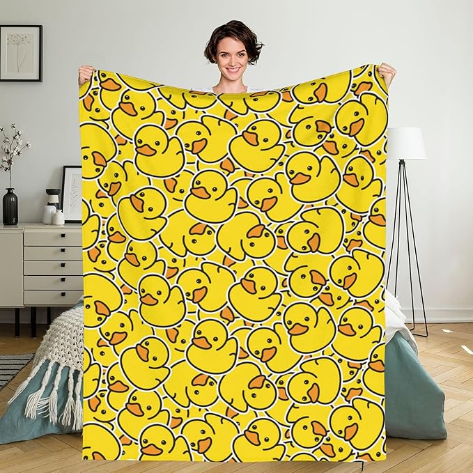Cartoon Funny Duck Blanket Flannel Fleece Throw Blanket Durable Couch Blankets Home Decor for Bed and Sofa Super Soft Warm Blankets for All Season 50x40 inch