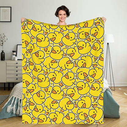 Cartoon Funny Duck Blanket Flannel Fleece Throw Blanket Durable Couch Blankets Home Decor for Bed and Sofa Super Soft Warm Blankets for All Season 50x40 inch