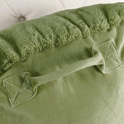 Home Soft Things Fox Faux Fur Bedrest Reading Pillow with DIY Filling, Need Assembly, Backrest Armrest Pillow Chair Back Support for Sitting up in Bed, Green Moss, 28" x 30" x 17"
