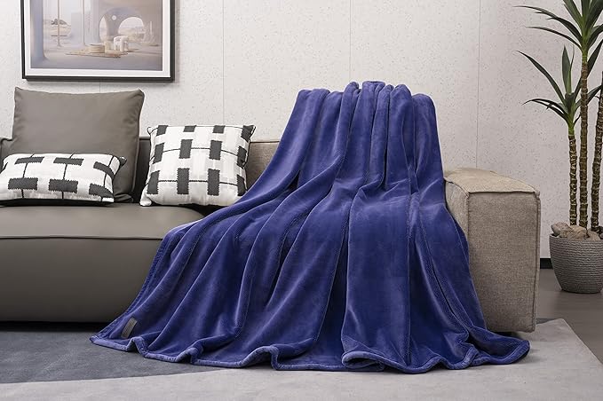 Mellowdy Extra Thick Hearty Plush Flannel Blanket (Violet Purple, 108x90) - 500GSM King Size Warm Blanket for Winter, Fall | Soft, Fluffy, Cuddly, Perfect for Bed, Oversized Throw for Couch, Sofa