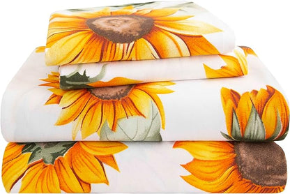 SDY 7PCS Sunflower Bedding Twin Bed in A Bag Sunflower Comforter and Bed Sheets for Boys Girls Kids with 1Comforter, 1FittedSheet, 1FlatSheet, 2Pillow Cover, 2Pillow Sham