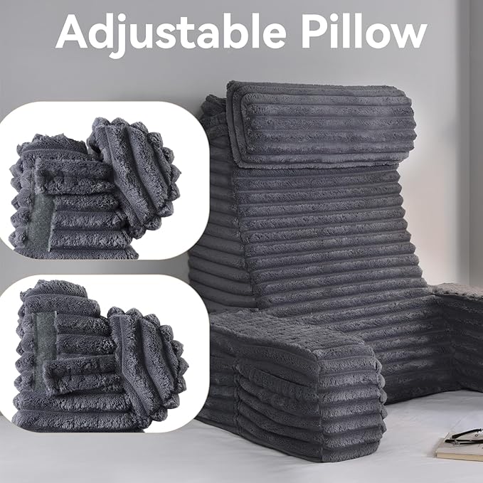 ENITYA Reading Pillow for Sitting in Bed Adult, XL Back Pillow for Bed Sitting up, Back Support Chair Pillow for Sitting up/Watching TV/Reading/Gaming/Resting/Post Surgery,Dark Grey
