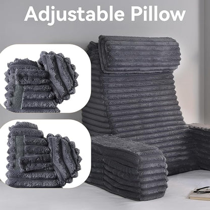 ENITYA Reading Pillow for Sitting in Bed Adult, XL Back Pillow for Bed Sitting up, Back Support Chair Pillow for Sitting up/Watching TV/Reading/Gaming/Resting/Post Surgery,Dark Grey