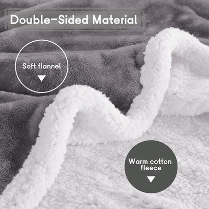 Heated Blanket Electric Throw 50''x60'', 3 Hour Auto Shut-Off 6 Heating Levels Small Warm Soft Flannel Electric Blanket Machine Washable - Light Grey