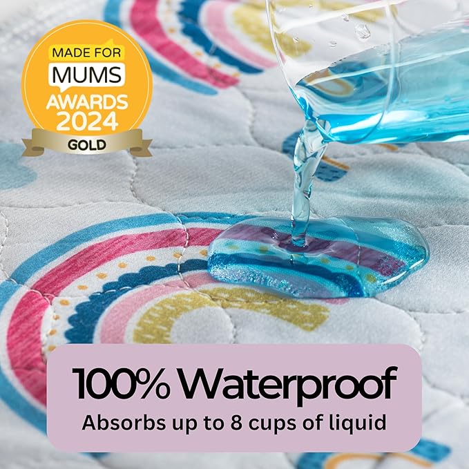Hygge Sheets® Potty Training Pee Pads for Kids, Toddlers - 2 Pack - 100% Waterproof, Non Slip Bed Wetting Pad for Twin Beds - Washable, Reusable Mattress & Sheet Protector - Rainbow