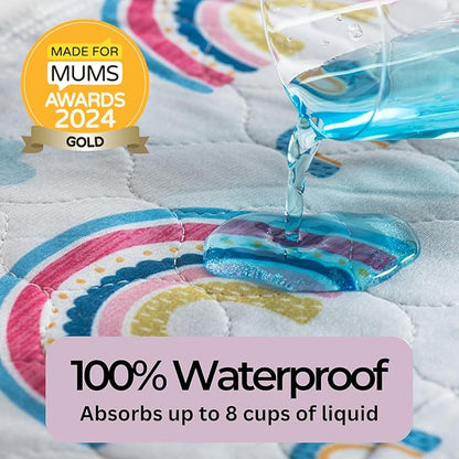 Hygge Sheets® Potty Training Pee Pads for Kids, Toddlers - 2 Pack - 100% Waterproof, Non Slip Bed Wetting Pad for Twin Beds - Washable, Reusable Mattress & Sheet Protector - Rainbow