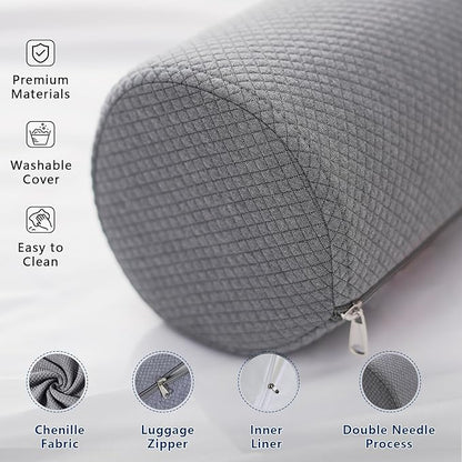 Body Pillow for Adults, Long Full Body Pillow for Side Sleepers and Pregnancy Support, High Resilience Cylindrical Bolster Pillow with Removable Washable Cover (47"x7.9", Grey)
