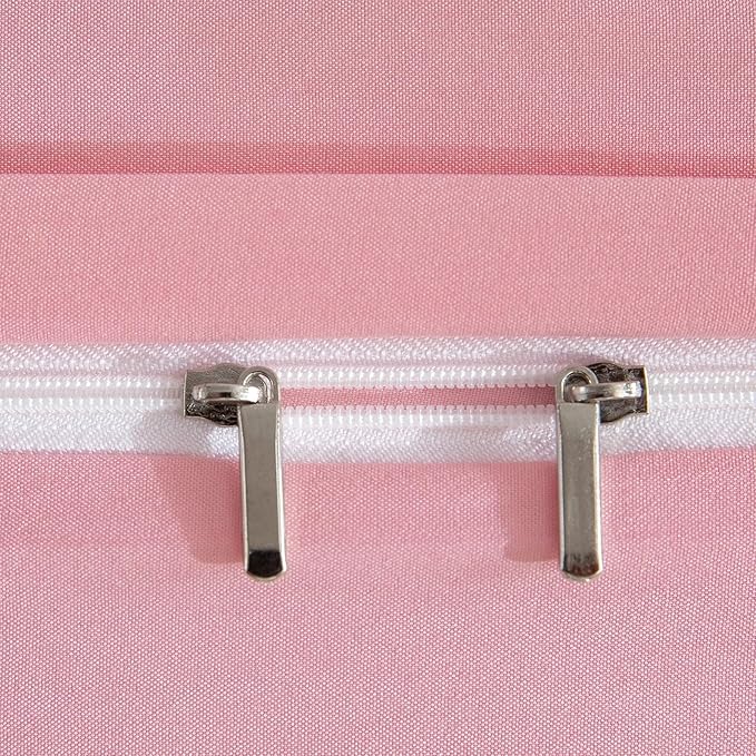 Jane yre Pink Duvet Cover Twin 100% Washed Microfiber 3 Pieces Pink Bedding Twin, 1 Duvet Cover +2 Pillowcases with Zipper Closure, Soft Natural Slight Wrinkled Comfy