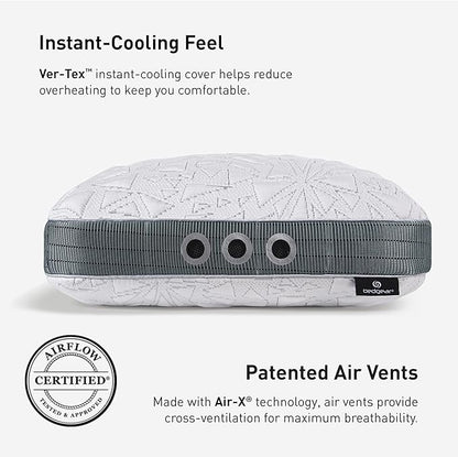 Bedgear Storm Performance Pillow – 1.0 - Cooling Bed Pillow for Hot Sleepers - Medium Firmness Pillow for All Sleep Positions, Washable & Removable Cover - 20" W x 26" L x 5.25" H