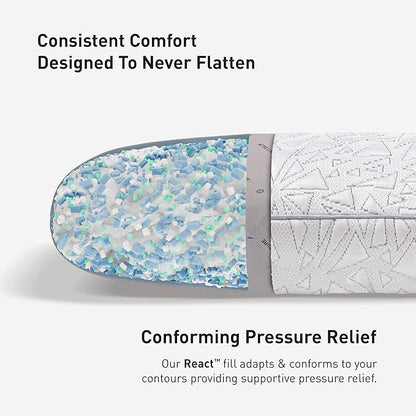 Bedgear Storm Cuddle Curve Performance Pillow - Size 0.0 - Cooling Bed Pillow for Side Sleepers - Medium Firmness- Washable and Removable Cover - 20" W x 26" L