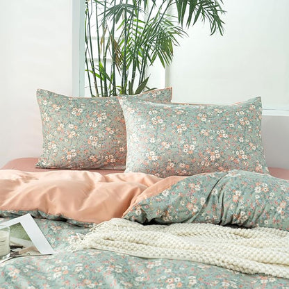 Jane yre Twin Duvet Cover Floral Brushed Microfiber 3 Pieces Twin Bedding Sets Flowers Garden Style Vintage Flower Pattern Twin Flower Duvet Cover, with Zipper Closure Luxury Soft Breathable Comfy