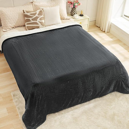 Heated Blanket King 90"×100" - Premium Cosy Soft Electric Blanket with 6 Heating Levels,Dual Control Fast Heating Flannel Sherpa Blanket for Bed & Couch,Auto Shut Off/Machine Washable (Grey)
