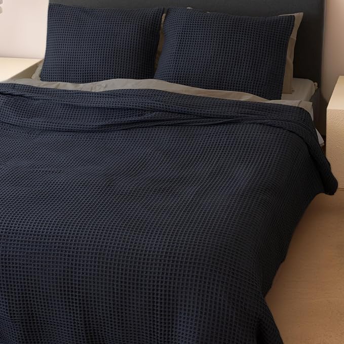 Premium Waffle Blanket Twin Size Black - Premium Quality, 100% Turkish Cotton, Light and Airy Waffle Weave All-Season Quilt - Luxury Decorative Bedspread (Black, Twin 63" x 91" Inch)