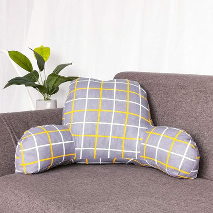 Bohemian Printed Reading Pillow with Support Arms Soft Bed Rest Pillows Back Support Cushion for Kids Reading Watching TV Sitting Up in Bed (23"×16"×10",Grey Plaid)