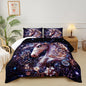 Black Unicorn Comforter Set Queen Size，Unicorn Floral Queen Bedding Set for Girls，with 1 Comforter with 2 Pillow Case